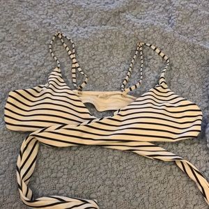 Black and white tie back bikini top